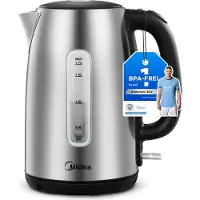Midea MK-17S30A2, 1,7 l, 2200 W, Edelstahl, Edelstahl, Wasserstandsanzeige