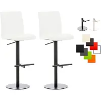 CLP 2er Set Barhocker Cadiz Kunstlederbezug drehbar und höhenverstellbar bis 240 kg | Farbe weiß Gestell Farbe schwarz