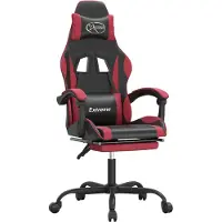 Syfax Gaming-Stuhl mit Fußstütze Schwarz und Weinrot Kunstleder