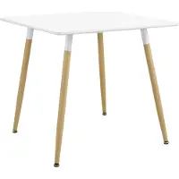 En.casa [] Esstisch Quadratisch 80x80x74cm Weiß Matt Buche Küchentisch für 3 Personen Esszimmer Tisch Retro