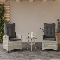 vidaXL Möbel Gartensessel mit Kissen 2 Stk. Verstellbar Hellgrau Poly Rattan 2024