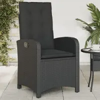 vidaXL Möbel Gartensessel Verstellbar mit Kissen Schwarz Poly Rattan 2024