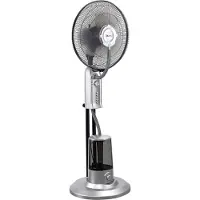 In.tec® Nebelventilator 75W mit Wassernebel mit 3 Geschwindigkeitsstufen Standventilator Ventilator Bodenventilator Luftkühler Oszillierend Silber