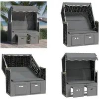 vidaXL Strandkorb mit Dach Poly Rattan & Massivholz Anthrazit Schwarz - Strandkorb - Strandkörbe - Sonnenliege - Strandliege