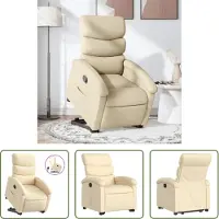 The Living Store Relaxsessel mit Aufstehhilfe Creme Stoff