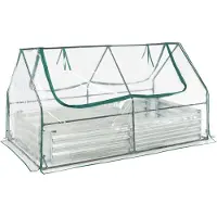 En.casa 3-in-1 Hochbeet Kit mit Gewächshaus 'Balsorano' Stahl mit PVC-Folie 186 x 96 x 98 cm Transparent