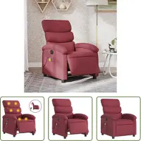 The Living Store Massagesessel Elektrisch Weinrot Stoff