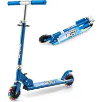 Costway Scooter Kinder Roller, Tretroller mit LED-Räder, Klappbar Lenker, Höhenverstellbar Kinderroller Cityroller Kickscooter für Jungen und Mädchen ab 3 Jahren