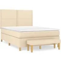 Syfax Boxspringbett mit Matratze Creme 140x200 cm Stoff