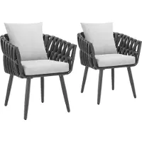 TecTake 2er Set Stuhl Lugano im Rope-Design mit Aluminiumgestell