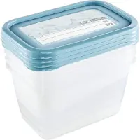 Keeeper Tiefkühldosenset 4-teilig, Wiederbeschreibbarer Deckel, 4 x 750 ml, 15,5 x 10,5 x 8,5 cm, Mia Magic Ice, Nordic Blue