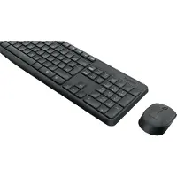 Logitech MK235, Volle Größe (100%), Kabellos, RF Wireless, QWERTZ, Grau, Maus enthalten