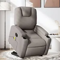 vidaXL "2026 Promotion" Massagesessel mit Aufstehhilfe - Einzelsofa - Taupe Stoff - Couchsessel CC11145