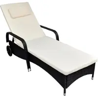 vidaXL "im Angebot" Sonnenliege - für den Garten - 1 Person - mit Polster & Rollen Poly Rattan Schwarz - Gartenliegen CC19826