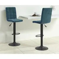 vidaXL CLORIS Barhocker 2 Stk. Blau Samt - Barhocker 757