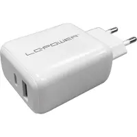 LC-Power LC-GAN-45, GaN USB-Netzteil, 1x USB-C, 1x USB-A, 45 W, weiß