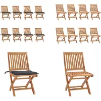vidaXL Klappbare Gartenstühle mit Kissen 8 Stk. Massivholz Teak - Gartenstuhl - Gartenstühle - Holzstuhl - Holzstühle