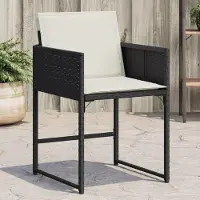 vidaXL "im Angebot" Gartenstühle mit Kissen 4 Stk. - bis 150 kg - Schwarz Poly Rattan - Stapelsessel CC17643