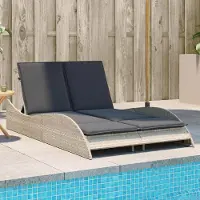 Prolenta Maison Exclusive - Sonnenliege mit Auflagen Hellgrau 114x205x73 cm Poly Rattan