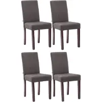 CLP 4er Set Esszimmerstuhl Ina Stoffbezug mit Holzgestell dunkelgrau Gestell Farbe cappuccino