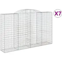 vidaXL Gabionen mit Hochbogen 7 Stk. 300x50x180/200cm Verzinktes Eisen