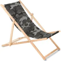 Greenblue Liegestuhl aus Buchholz ohne Armlehne Sonnenliege Gartenliege 110kg Tarnfarbe grau