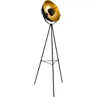 Lux.pro Stehleuchte 'Angers' 158cm Stehlampe Tripod Standleuchte Studio-Scheinwerfer Stativ 1xE27 60W Metall Messing-Schwarz