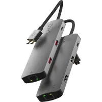 LINQ 7in2 Pro USB-C 10Gbps Multiport Hub with Dual 4K HDMI and Ethernet for MacBook M1/M2, Kabelgebunden, 2 x USB 3.2 Gen 2 (3.1 Gen 2) Type-C, 100 W, 100,1000 Mbit/s, Schwarz, Grau, 10 Gbit/s