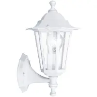 Eglo Außen-Wandlampe Laterna 5, 1 flammige Außenleuchte, Wandleuchte aus Aluguss und Glas, Farbe: Weiß, Fassung: E27, IP44