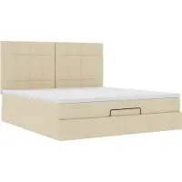 Syfax Ottoman-Bett mit Matratze Creme 180x200 cm Stoff