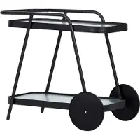 Ebuy24 Steam Servierwagen, schwarz und klare Streifen.