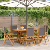 vidaXL "im Angebot" Gartenstuhl Verstellbar 6 Stk. - bis 150 kg - Anthrazit Stoff und Massivholz - Stapelsessel CC9572