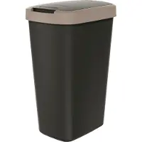 Prosperplast Abfallbehälter 45l mit Deckel KEDEN COMPACTA Q schwarz mit hellbraunem Rand