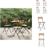 vidaXL Bistrostühle 4 Stk. Klappbar Massivholz Teak und Stahl - Gartenstühle