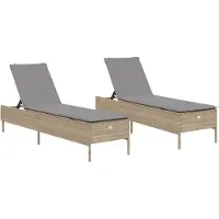 Syfax Sonnenliegen mit Auflagen 2 Stk. Beige Poly Rattan
