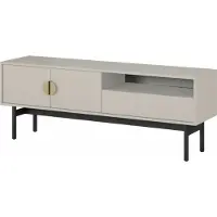 Selsey Stoon - TV-Element mit 3 Schubladen, Grau-Beige Taupe mit schwarzem Metallgestell, 154 cm