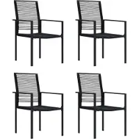 Syfax Gartenstühle 4 Stk. PVC Rattan Schwarz
