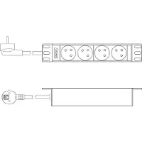 Digitus 10" Steckdosenleiste mit Aluminiumprofil, 4-fach CEE 7/5 Steckdosen, 1U, Rackmount, Horizontal, Aluminium, 4 AC-Ausgänge, Typ E