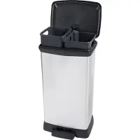 Inny CURVER Deco Duo Bin Abfalleimer, Kunststoff, silbermetallic, 46L