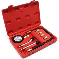 Wiltec Kompressionsmessgerät 0-20 bar für PKW/ LKW Benzinmotoren Kompressionsprüfer 9-teiliges Set im Kunststoffkoffer Kompressionstester Messgerät