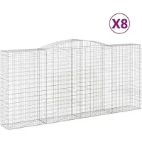 vidaXL Gabionen mit Hochbogen 8 Stk. 400x50x180/200cm Verzinktes Eisen