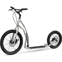 Yedoo Mezeq Roller Scooter Tretroller / Dogscooter - für Erwachsene und Teenager, bis 150 kg, mit Luftreifen 20/16, Scheibenbremsen und verstellbarem Lenker Silber