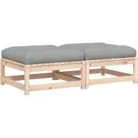 vidaXL Gartenhocker mit Kissen 2 Stk. Massivholz Kiefer