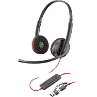 HP Blackwire 3210 Mono-USB-C-Headset (schwarz) +USB-C/A-Adapter (Packungseinheit), Kabelgebunden, Business/Everyday, 97 g, Kopfhörer, Schwarz