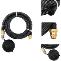 vidaXL Saugschlauch mit Messing-Anschlüssen Schwarz 1,1" 4 m PVC - Gartenschläuche