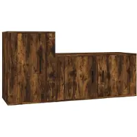 vidaXL 2-tlg. TV-Schrank-Set Räuchereiche Holzwerkstoff