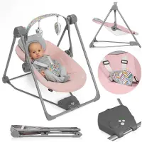 Lionelo Otto babywippe Schaukelwippe Babyschaukel Spielbogen Babywiege Liege - Rosa