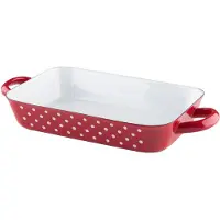 Riess Emaille Auflaufform mit Griffen 26x17 cm Pünktchen Rot