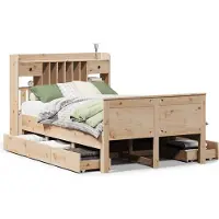 Syfax Massivholzbett mit Regal ohne Matratze 135x190 cm Kiefernholz