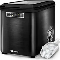 Tillvex Eiswürfelmaschine Schwarz Eiswürfelbereiter Edelstahl Eismaschine Icemaker 2,2L